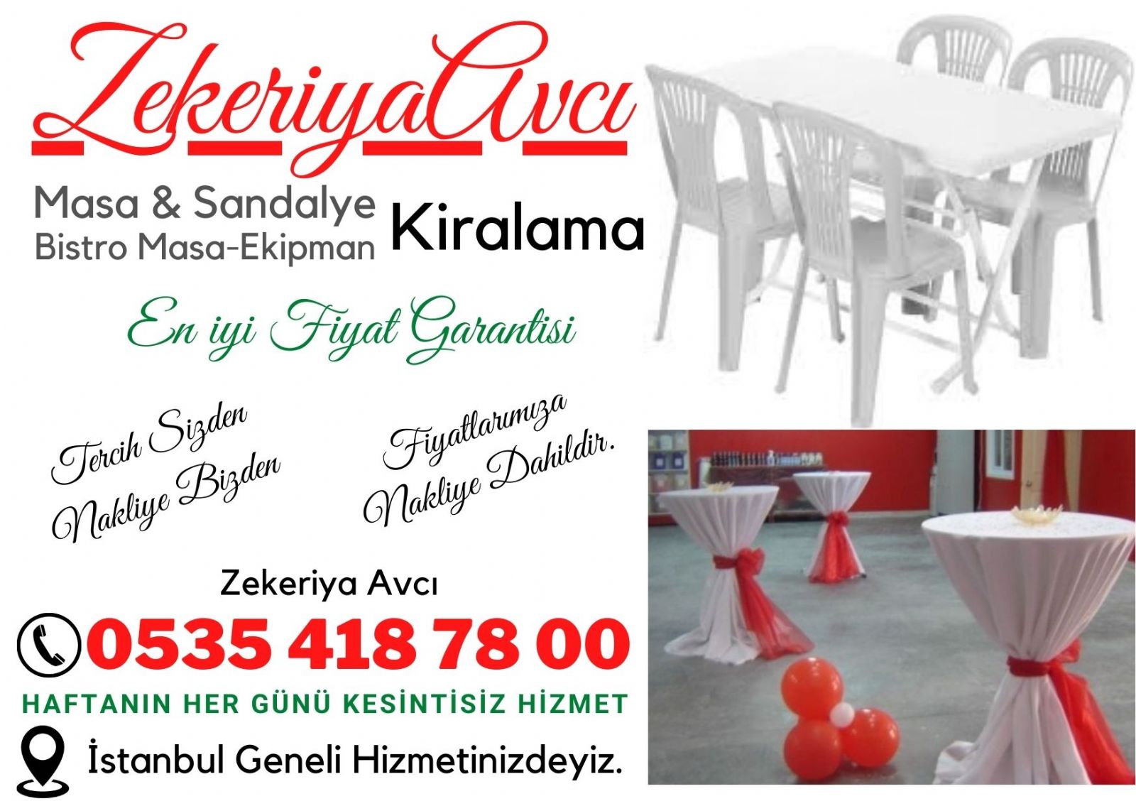 Başakşehir Masa Sandalye Kiralama
